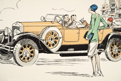 Golfen in Deauville, aus White Bottoms, veröffentlicht 1927 (Farbholzschnitt) von Sem